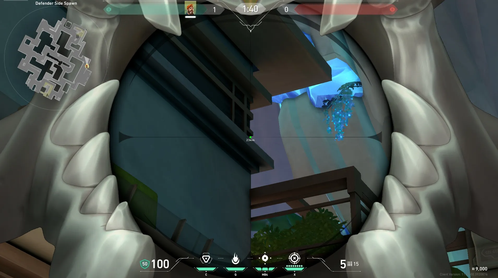 Brimstone Incendiary on Abyss Defense Site B — step 4 of 5: Aim — line up the shot