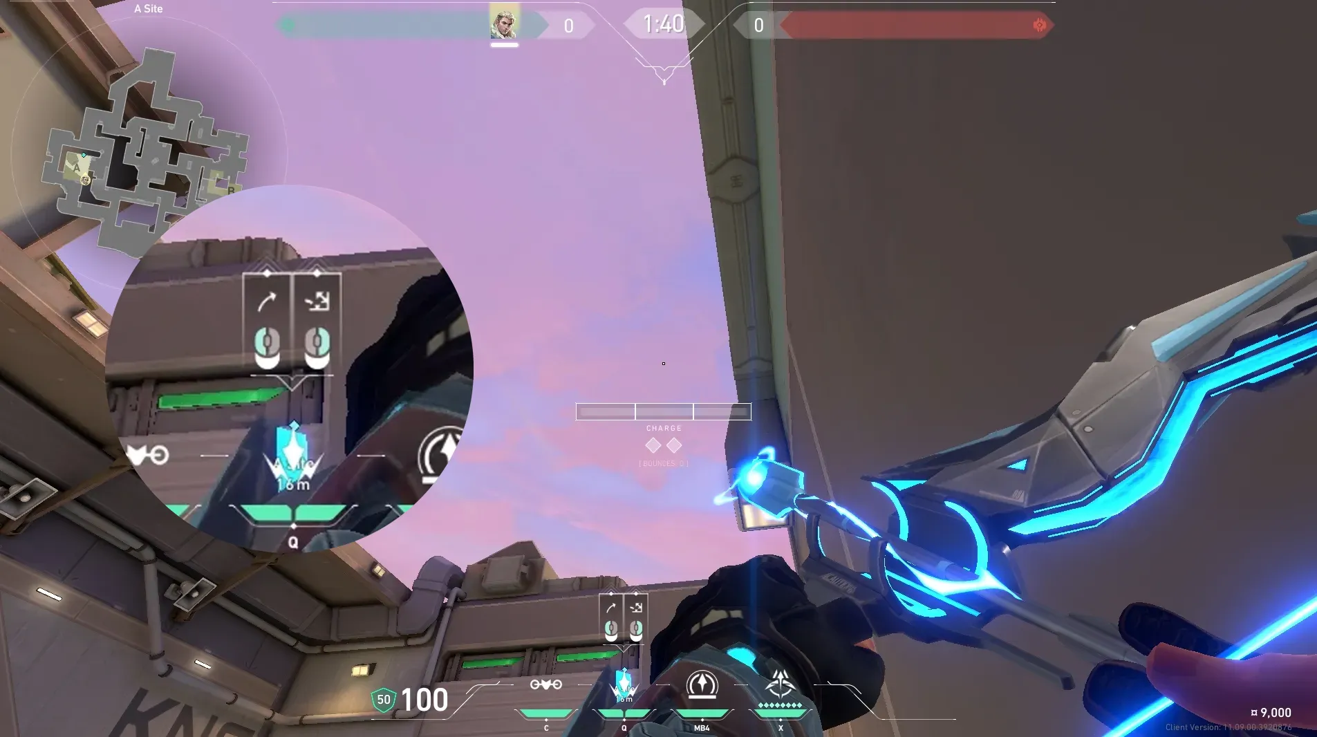Sova Recon Bolt on Sunset Defense Site A — step 4 of 5: Aim — line up the shot