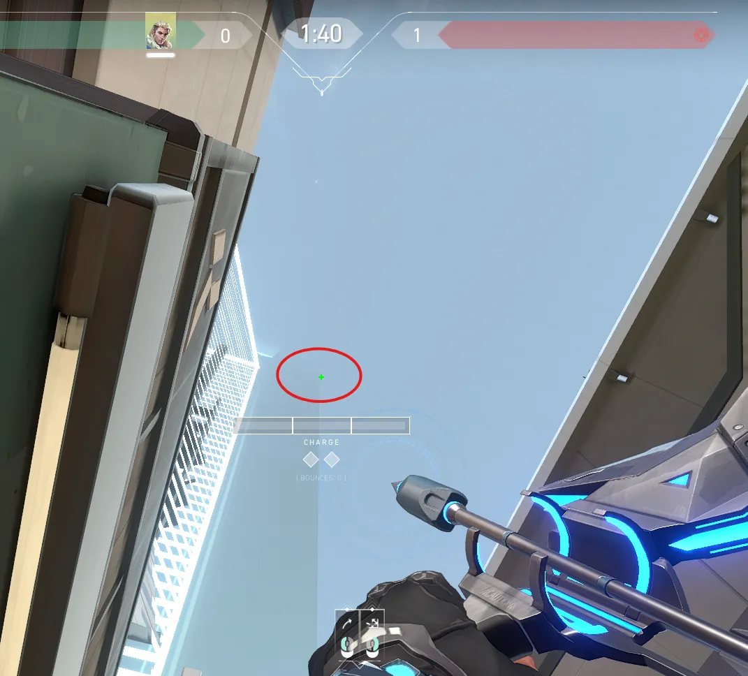 Sova Shock Bolt on Split Defense Site A — step 2 of 4: Aim — line up the shot