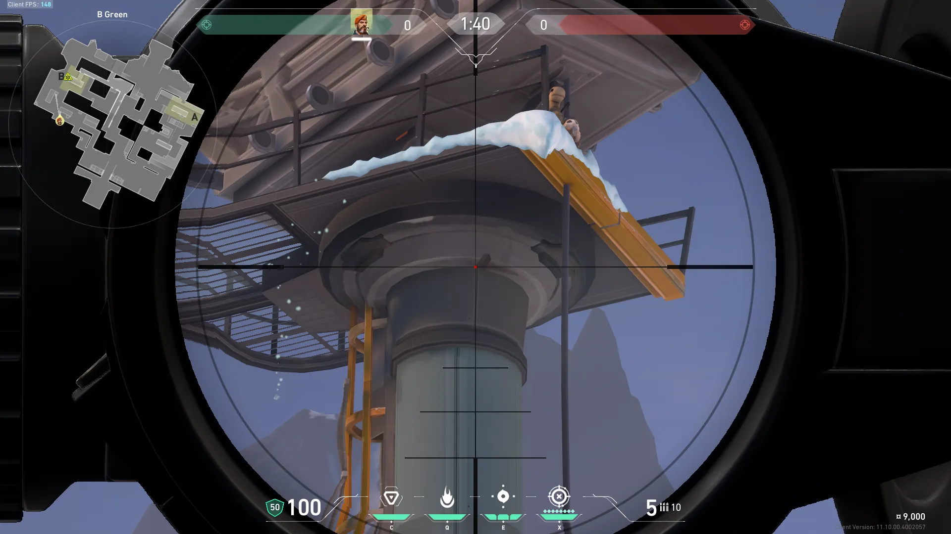 Brimstone Incendiary on Icebox Attack Site B — step 3 of 4: Aim — line up the shot