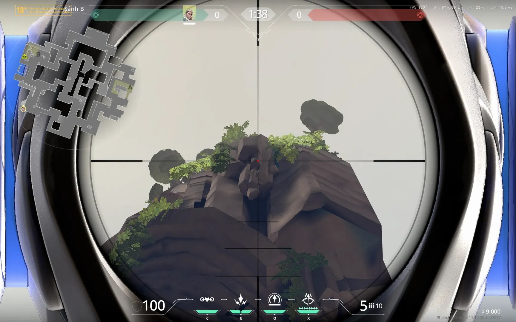 Sova Shock Bolt on Abyss Attack Site B — step 3 of 7: Aim — line up the shot