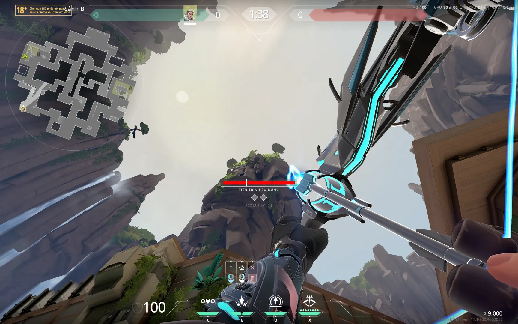 Sova Shock Bolt on Abyss Attack Site B — step 4 of 7: Aim — line up the shot