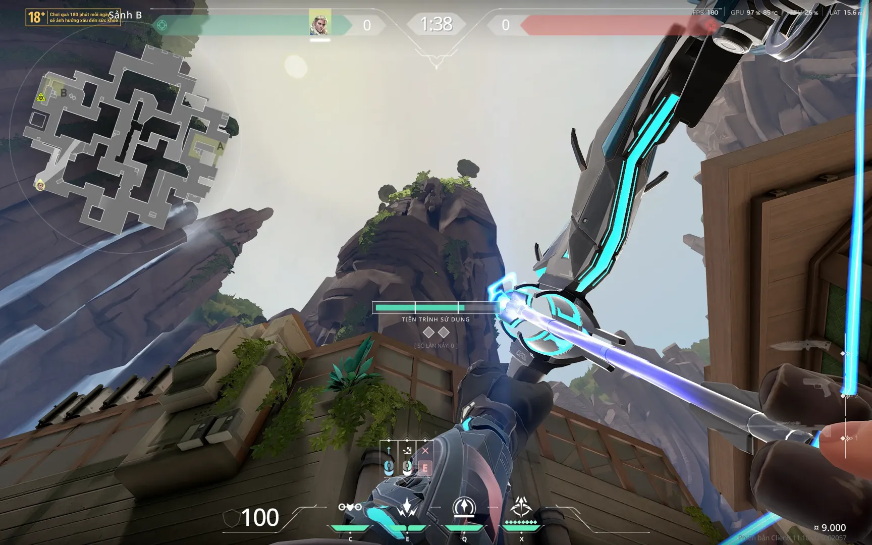 Sova Shock Bolt on Abyss Attack Site B — step 6 of 7: Aim — line up the shot