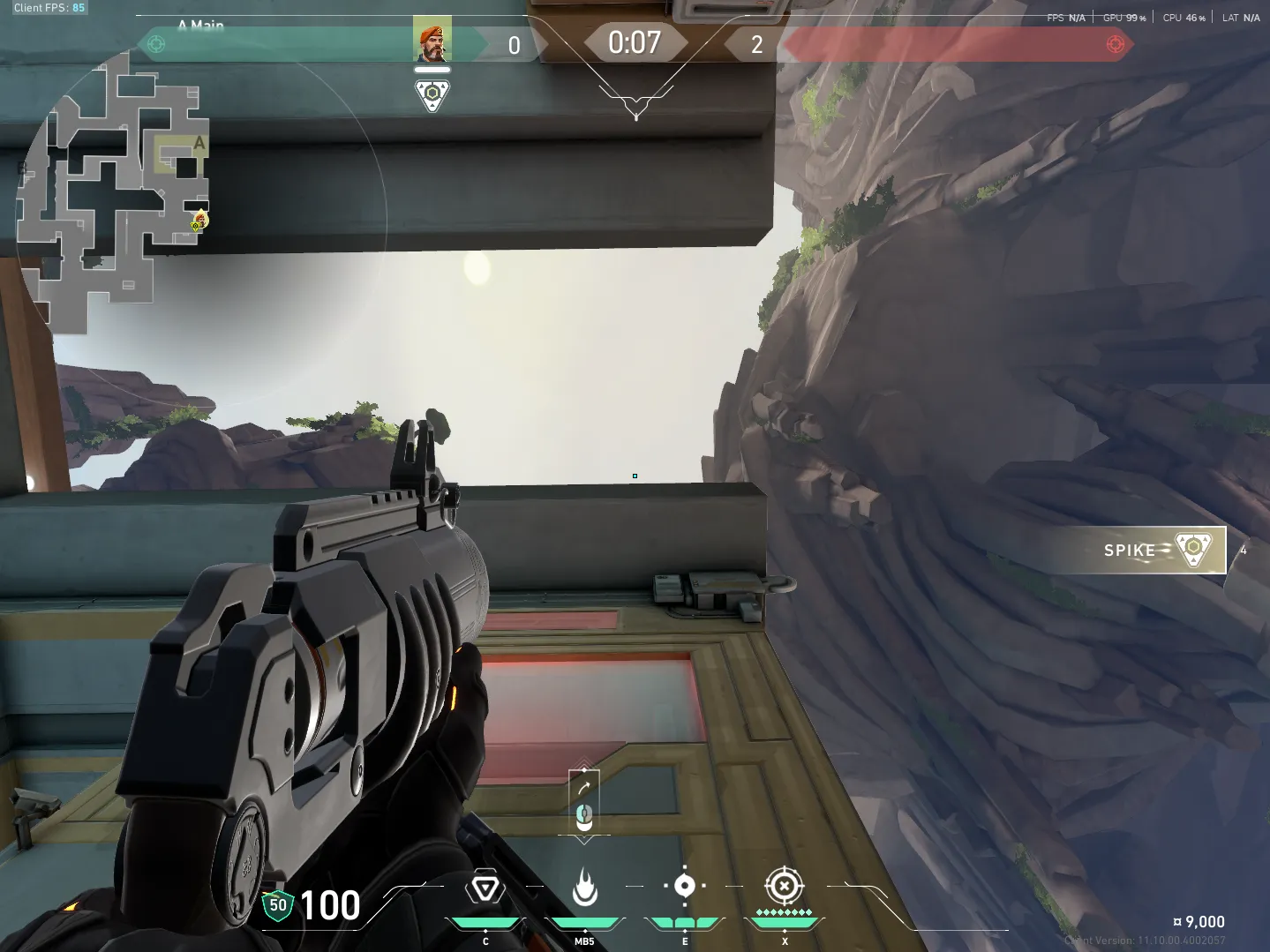 Brimstone Incendiary on Abyss Attack Site A — step 2 of 4: Aim — line up the shot