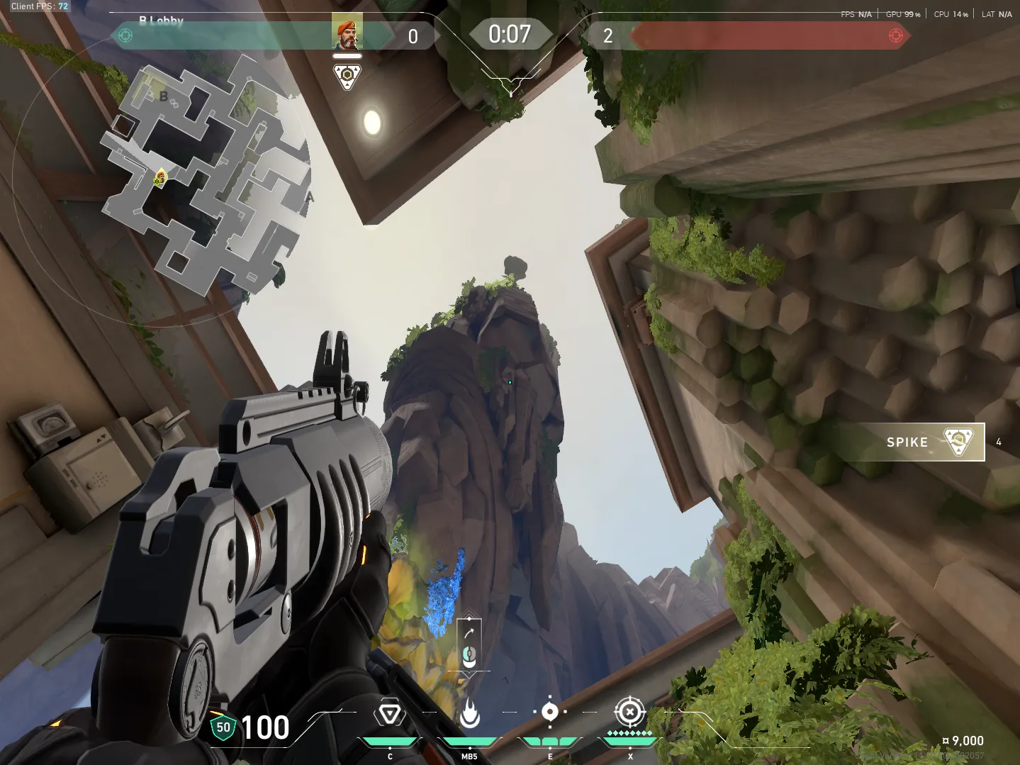 Brimstone Incendiary on Abyss Attack Site B — step 2 of 4: Aim — line up the shot