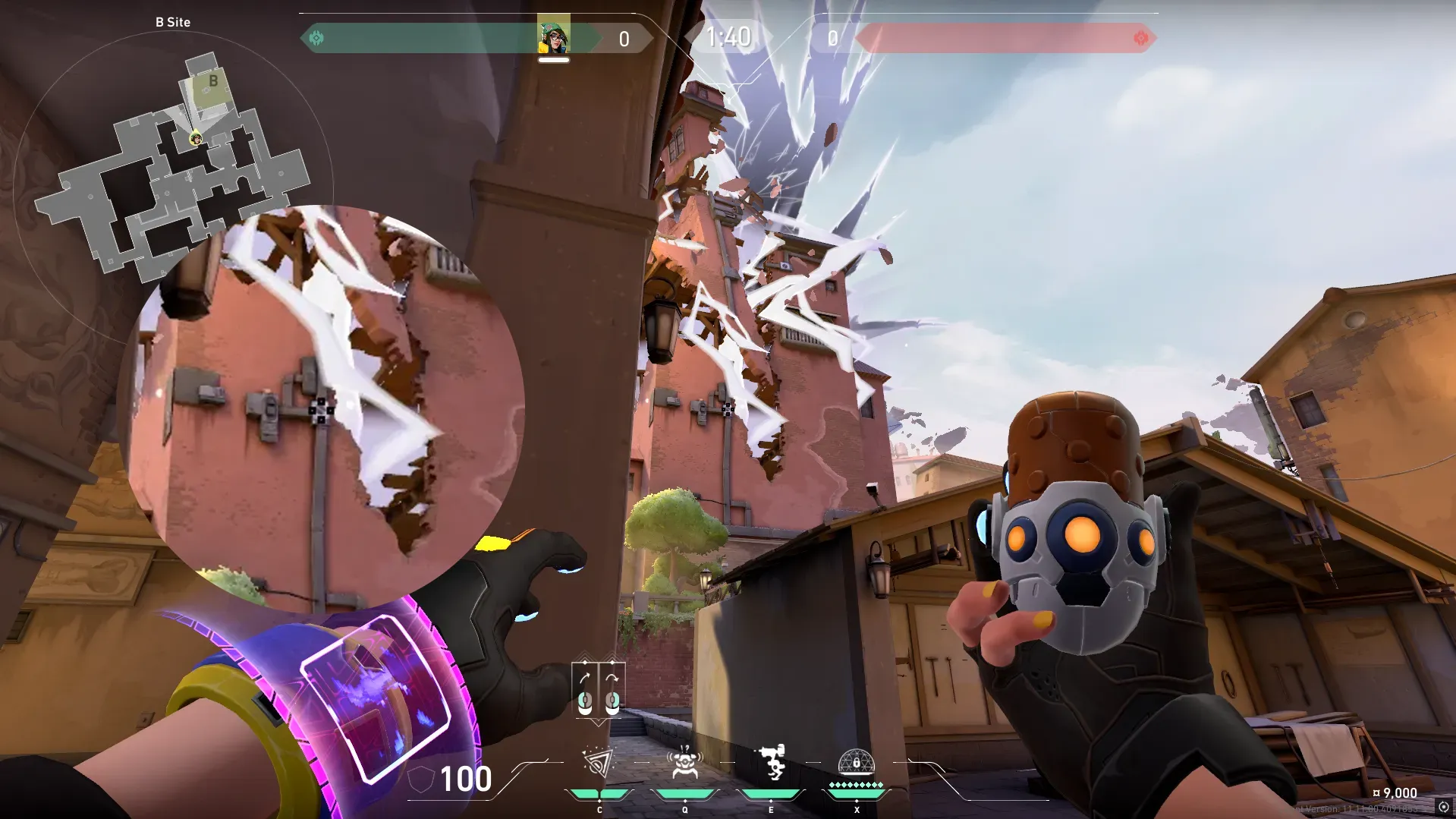 Killjoy Nanoswarm on Ascent Defense Site B — step 2 of 7: Aim — line up the shot