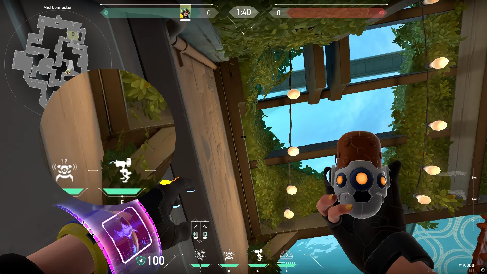 Killjoy Nanoswarm on Pearl Defense Site B — step 3 of 5: Aim — line up the shot