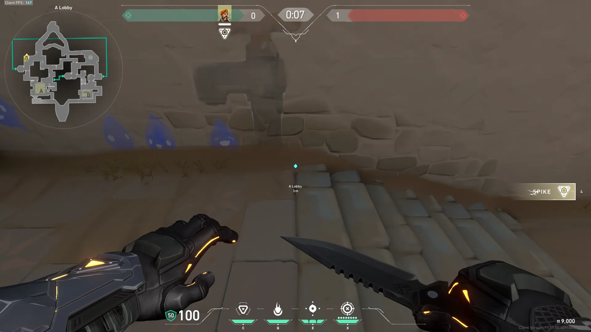 Stall Defuse A Lobby to Behind Triple Attack — Brimstone lineup on Bind