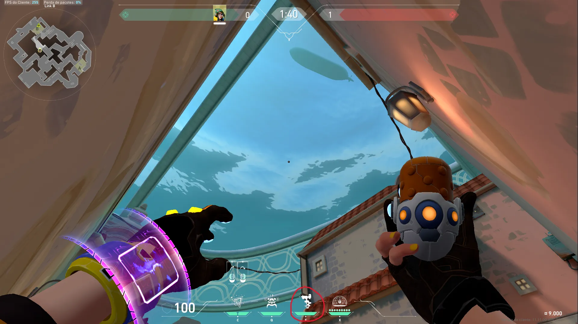 Killjoy Nanoswarm on Pearl Defense Site B — step 2 of 3: Aim — line up the shot