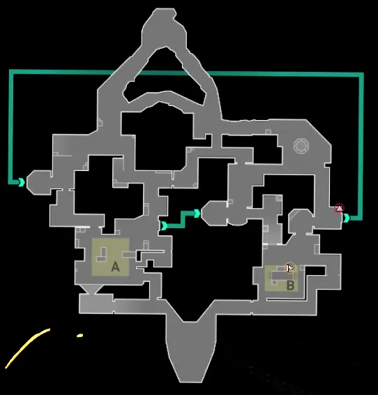 Post Plant Brimstone Molly : B Teleporter to B Default Left — Brimstone lineup on Bind