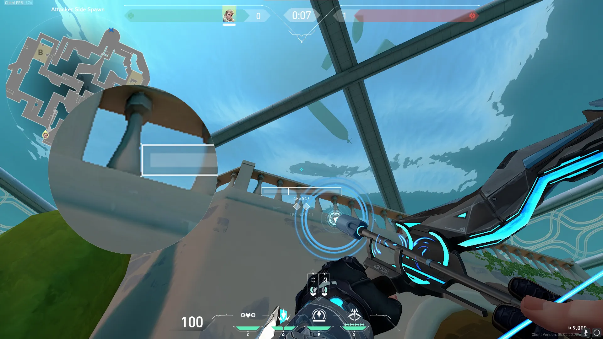 Sova Recon Bolt on Pearl Attack Site B — step 2 of 3: Aim — line up the shot