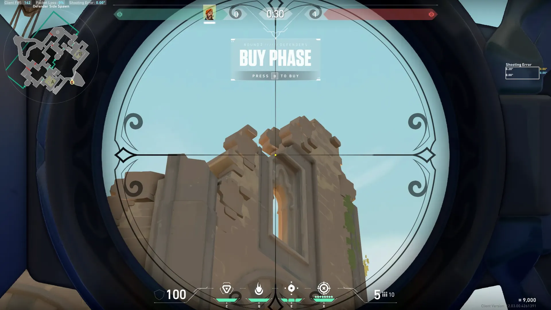 Brimstone Incendiary on Bind Defense Site B — step 2 of 4: Aim — line up the shot