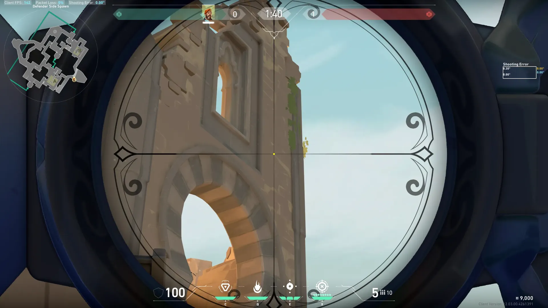 Brimstone Incendiary on Bind Defense Site B — step 3 of 4: Aim — line up the shot