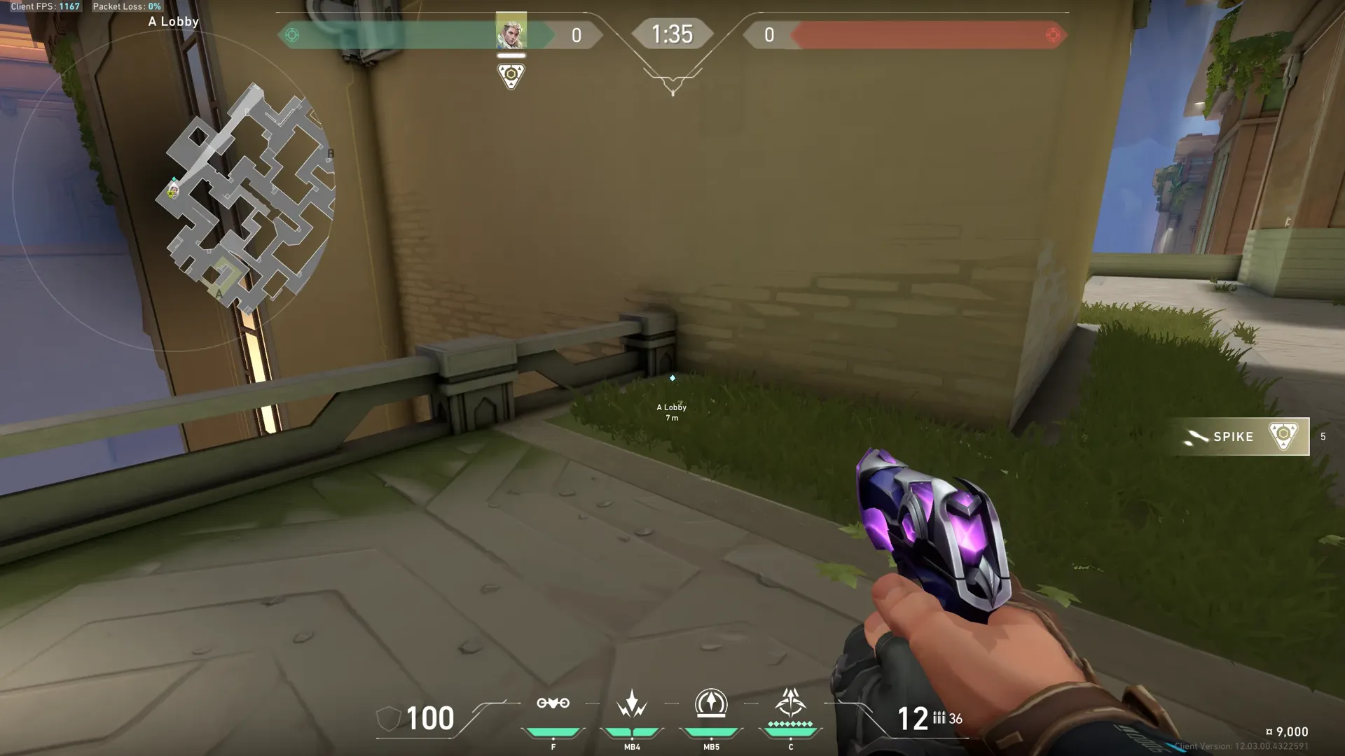 A Lobby to A Site Recon (entrance) — Sova lineup on Abyss