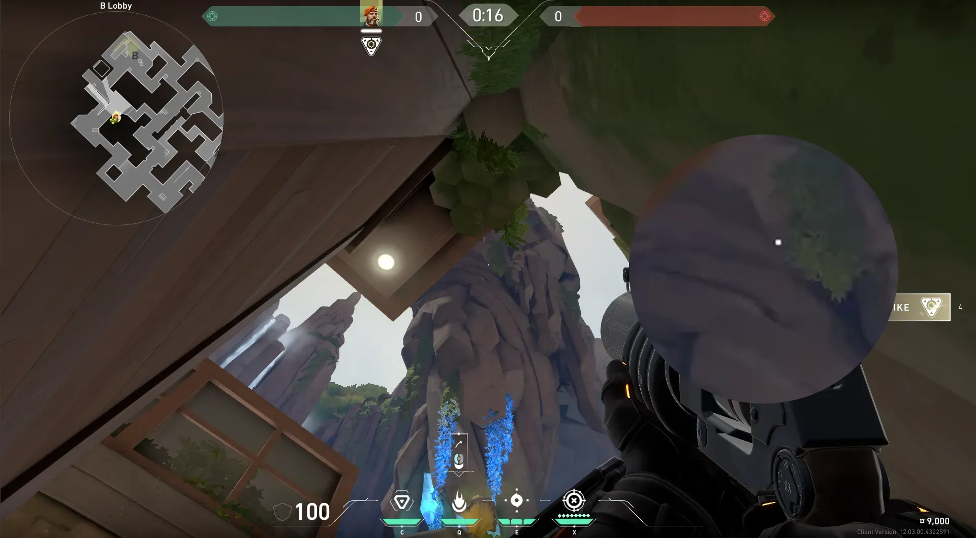 Brimstone Incendiary on Abyss Attack Site B — step 2 of 3: Aim — line up the shot