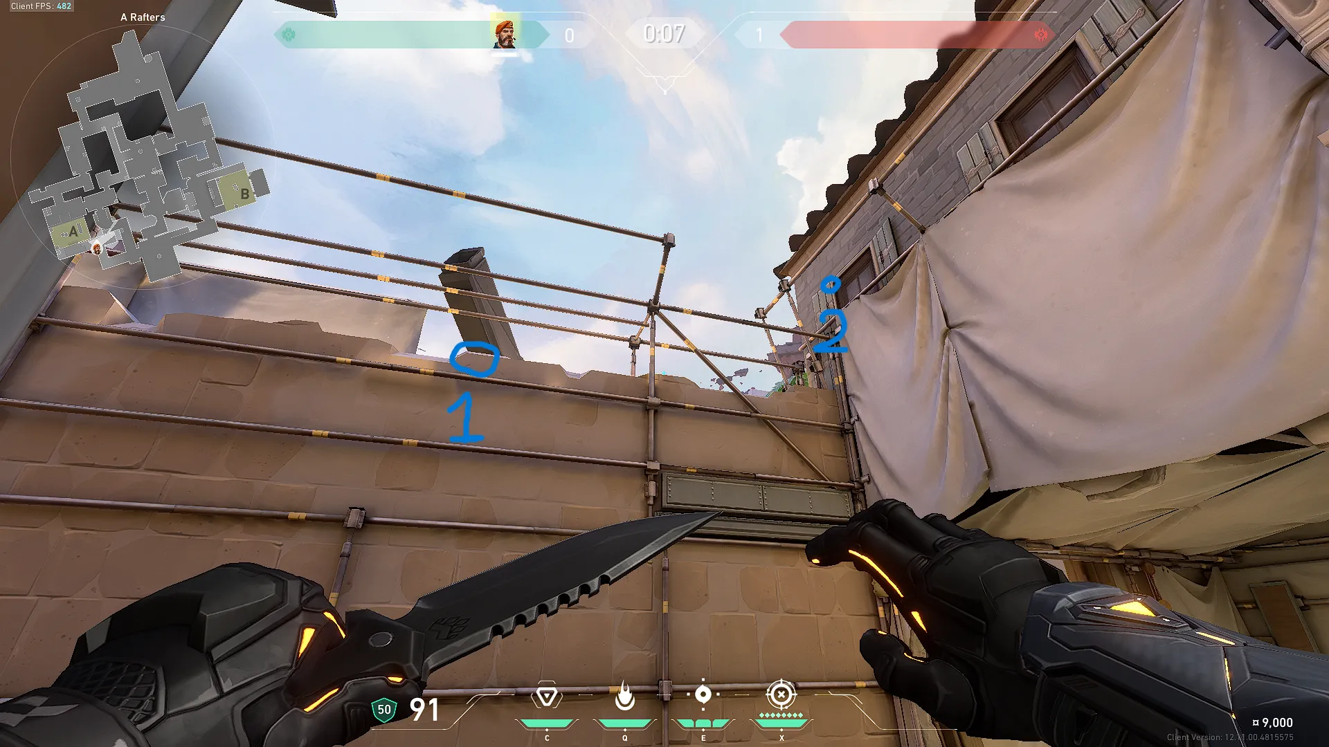 Brimstone Incendiary on Ascent Defense Site A — step 2 of 3: Aim — line up the shot