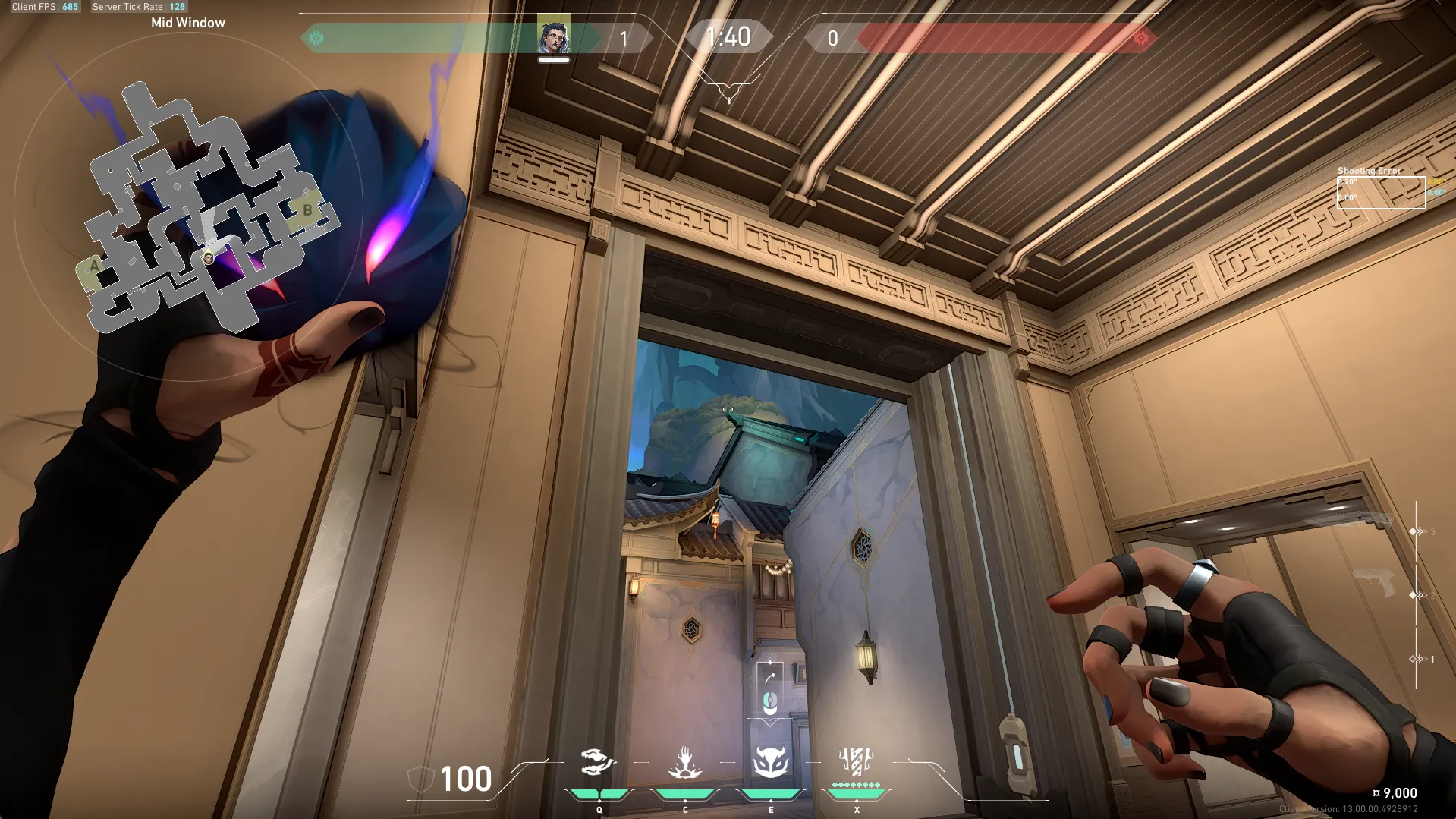 Fade Haunt on Summit Defense Mid — step 3 of 4: Aim — line up the shot