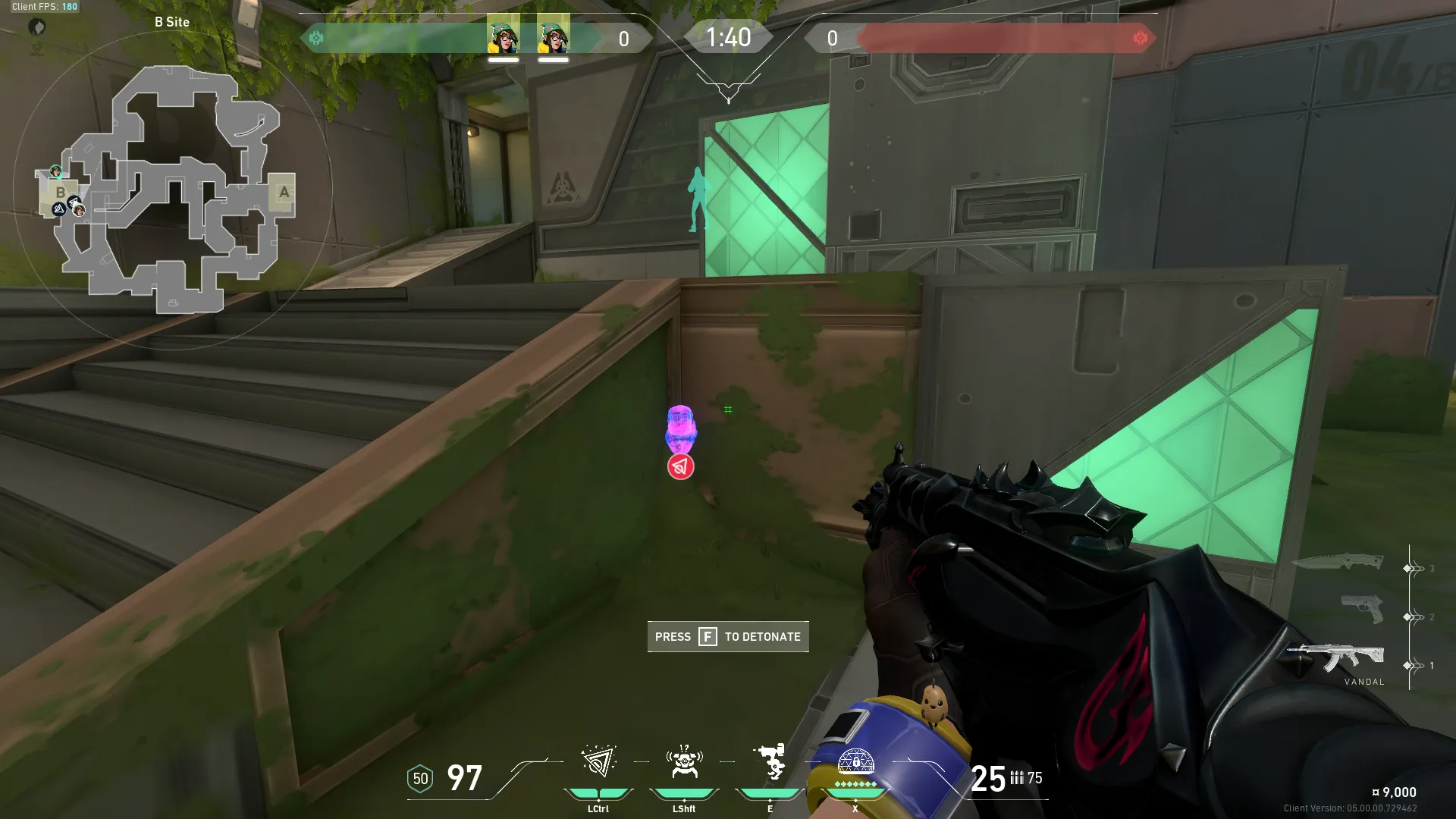 Killjoy Nanoswarm on Fracture Defense Site B — step 2 of 3: Aim — line up the shot