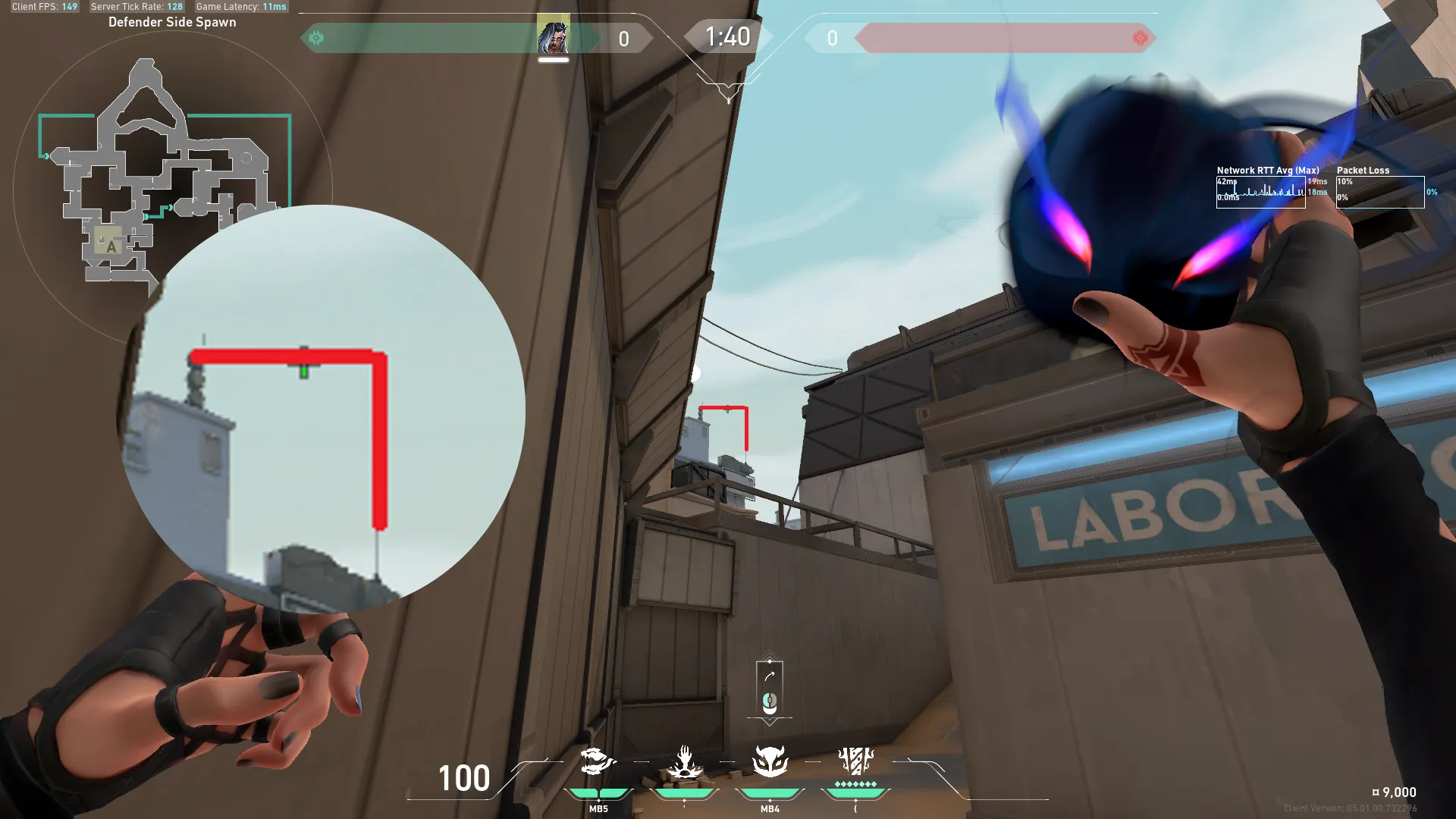 Fade Haunt on Bind Defense Site B — step 2 of 5: Aim — line up the shot