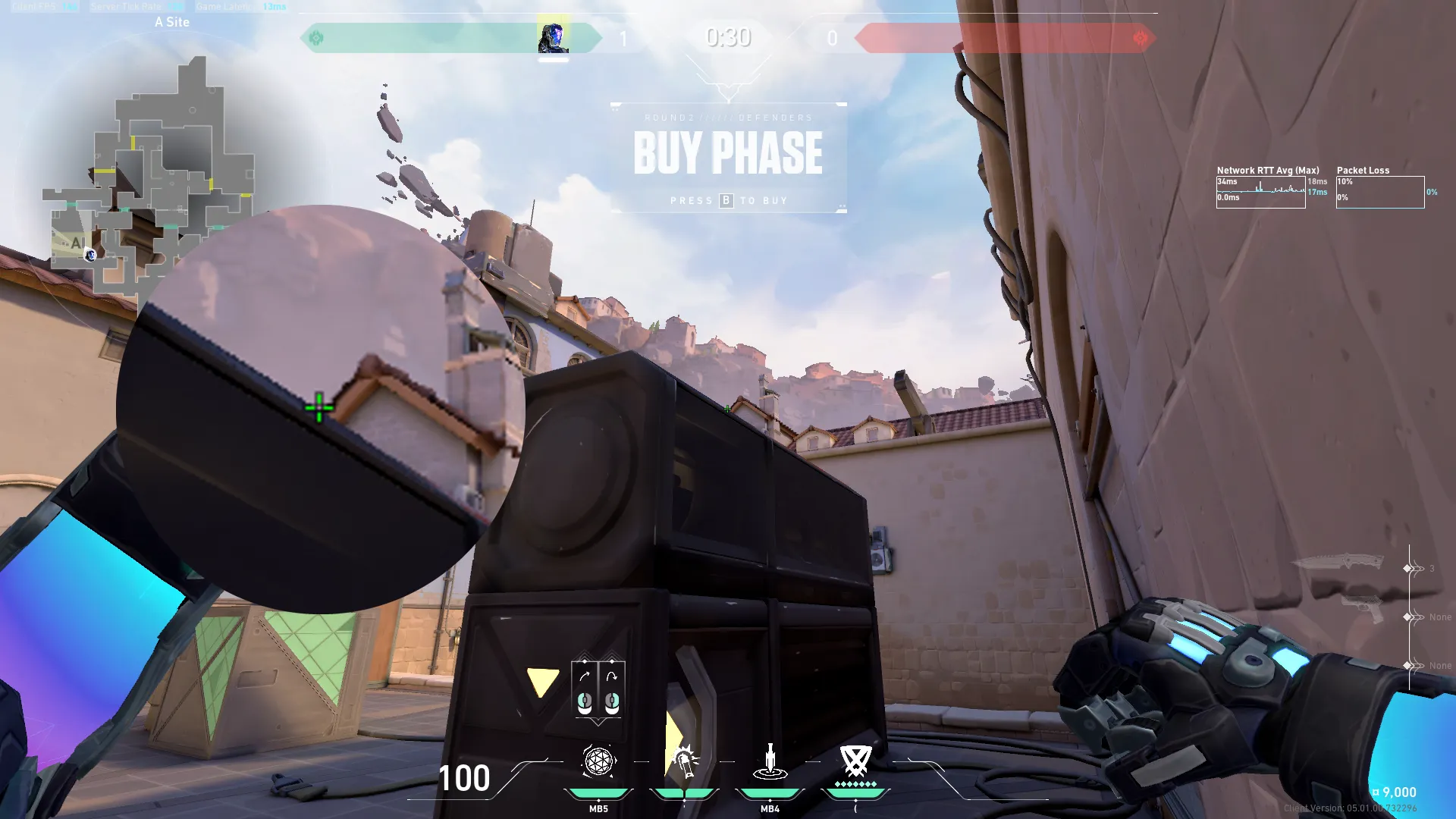 KAY/O Frag_Ment on Ascent Defense Site A — step 2 of 3: Aim — line up the shot